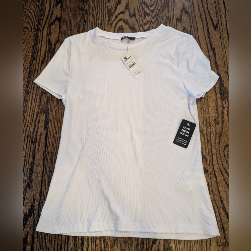 Express White Short Sleeve Tee